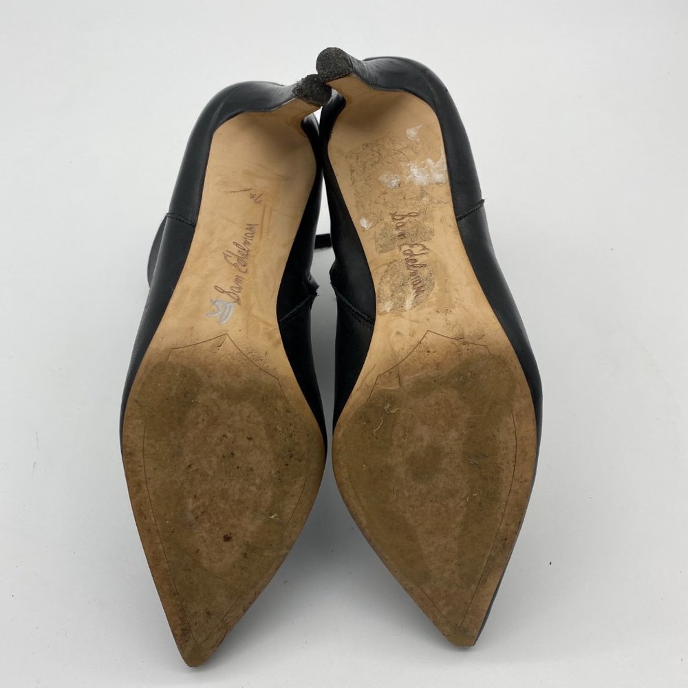 Sam Edelman Karen Black Leather Pointed Boots 7 - Picture 7 of 8
